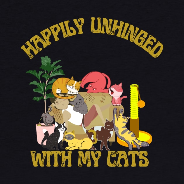 Happily Unhinged with my cats by MinnieWilks